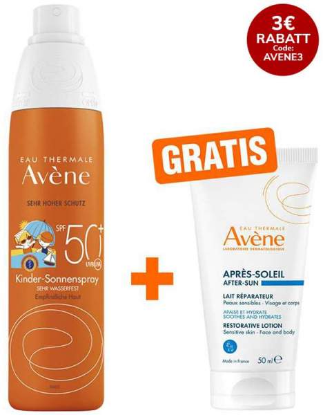 Avene Sunsitive Kinder Sonnenspray SPF 50+ 200 ml + gratis Repair Lotion 50 ml