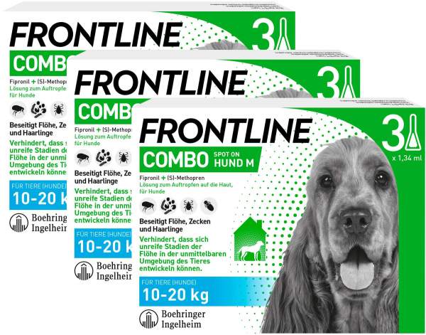 Frontline Combo Spot On Hund M 10-20 kg 3 x 3 Pipetten