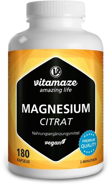 Magnesiumcitrat 360 mg Vegan 180 Kapseln
