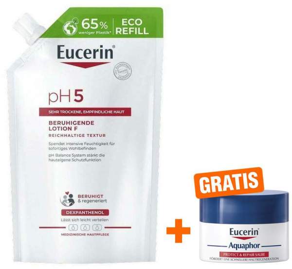Eucerin pH5 Lotion F 400ml Nachfüllbeutel + gratis Aquaphor Repair-Salbe 7 ml