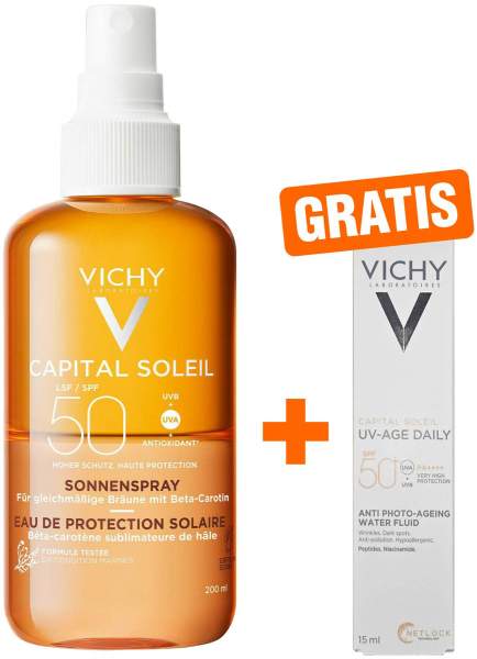 Vichy Capital Soleil bräunungsintensivierendes Sonnenspray LSF 50 200 ml + gratis Capital Soleil UV-Age LSF 50+ 15 ml
