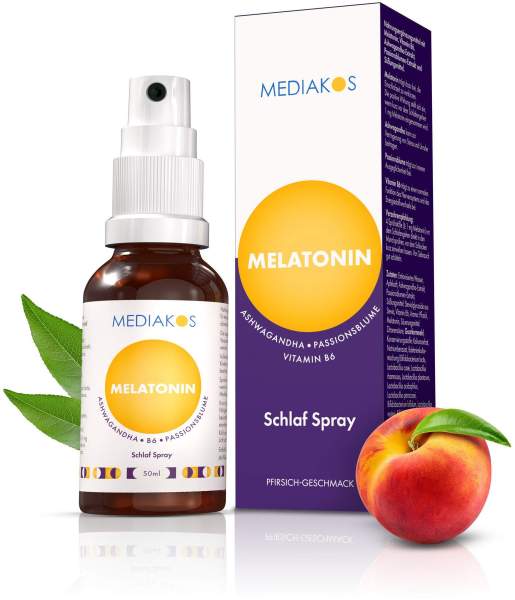 Melatonin Ashwaganda Mediakos Schlaf Spray Vegan 50 ml