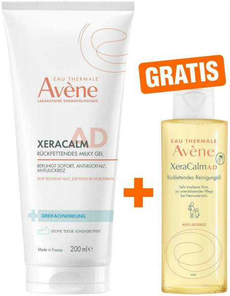 Avene XeraCalm A.D rückfettendes milky Gel 200 ml + gratis Avene XeraCalm Reinigungsöl 100 ml