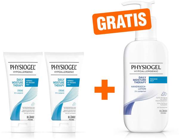 Physiogel Daily Moisture Therapy Creme 2 x 150 ml + gratis Physiogel Daily Handwaschlotion 400 ml
