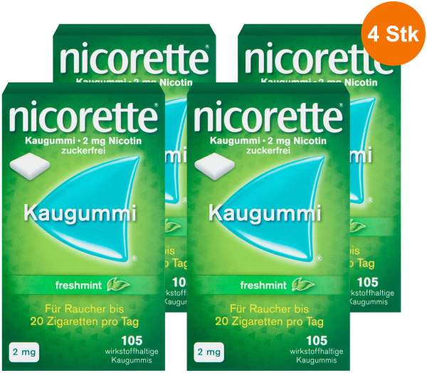 Nicorette 2 mg freshmint Kaugummi 4 x 105 Stück