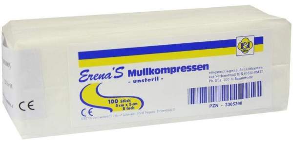 Erena Unsteril 5 X 5 cm 8fach 100 Kompressen