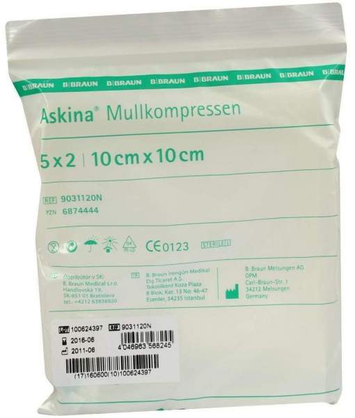Askina Mullkompressen 10 X 10cm Steril 5 X 2 Kompressen