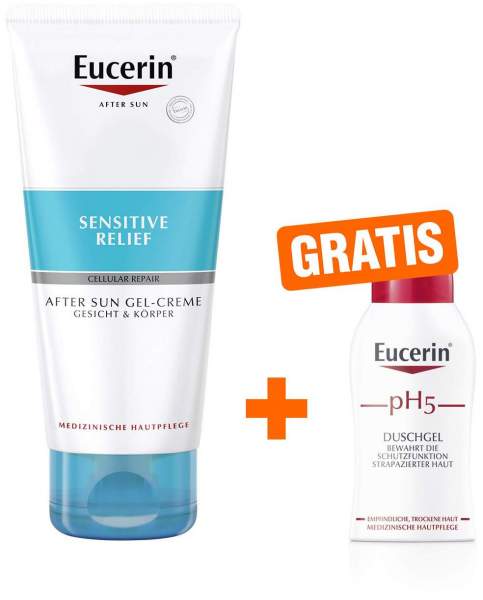 Eucerin Sun After Sun Gel Creme 200 ml + gratis pH 5 empfindliche Haut Duschgel 50 ml