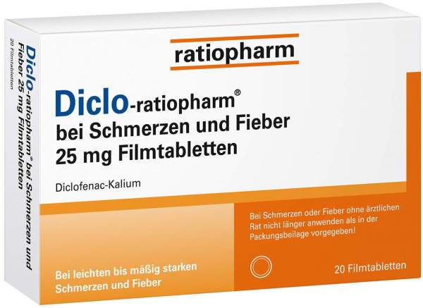 Diclo-ratiopharm bei Schmerzen und Fieber 25 mg 20 Filmtabletten