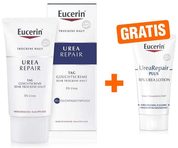 Eucerin UreaRepair Tag Gesichtscreme 5% 50 ml + gratis UreaRepair Plus Lotion 10% Urea 20 ml