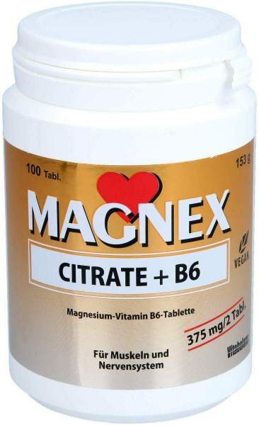 Magnex Citrate+B6 vegan laktosefrei zuckerfrei Tabletten 100 Stück