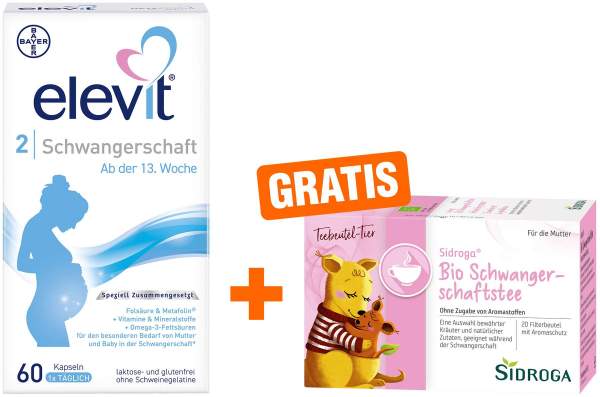 Elevit 2 60 Kapseln + gratis Sidroga Bio Schwangerschaftstee 20 Beutel