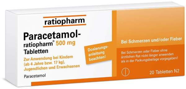 Paracetamol-ratiopharm 500 mg 20 Tabletten