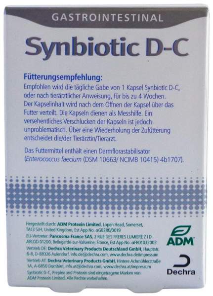 Synbiotic D-C Diätfuttermittel Kapseln Für Hunde Katzen 50 Stück