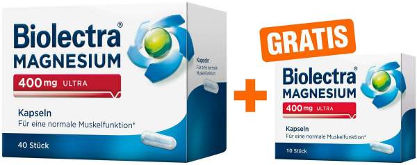 Biolectra Magnesium 400 mg ultra 40 Kapseln + gratis 10 Stück
