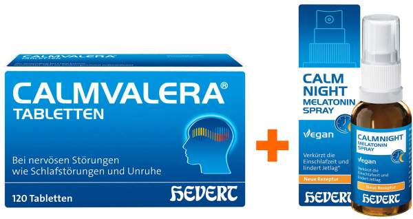 Calmvalera 120 Tabletten + Calmnight Hevert Melatonin Spray 30 ml