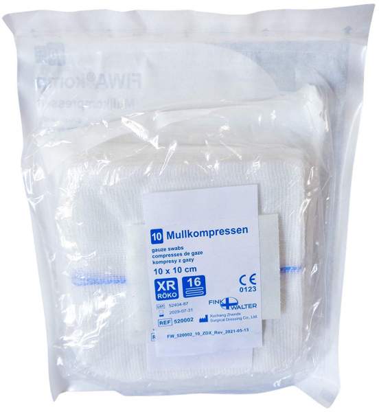 Mullkompressen 10x10 cm Steril 16fach Rk Fiwakomp