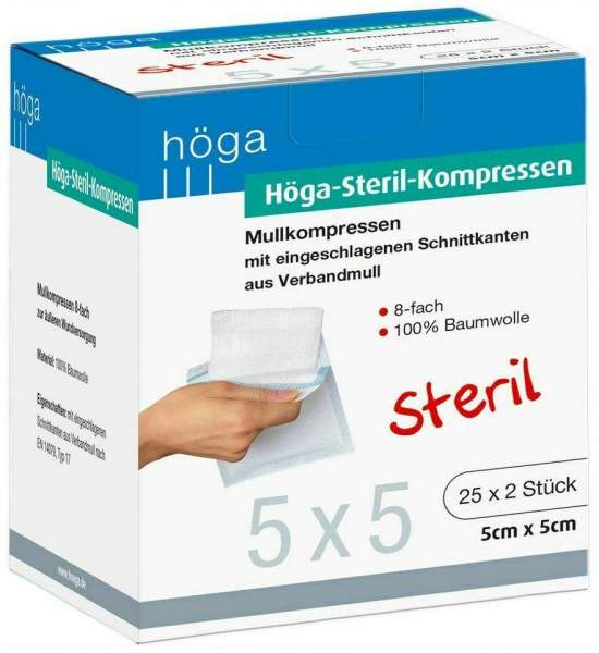 Höga Steril 25 X 2 Kompressen 5 X 5 cm 8 Fach