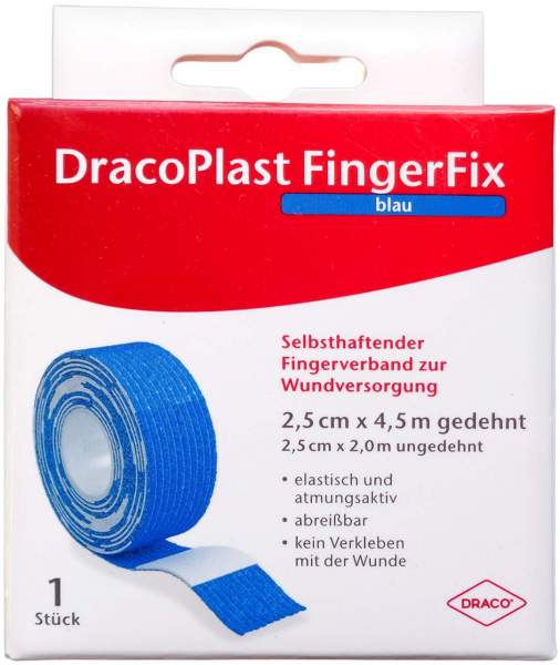 Dracoplast Fingerfix 2,5 cm X 4,5 M Mit Wundk. Blau 1 Stück