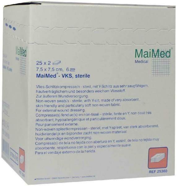 Schlitzkompressen Vlies 7,5x7,5cm 6fach Steril