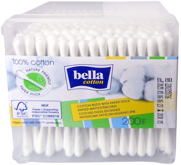 Bella Cotton Wattestäbchen M.Papierschaft Box
