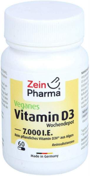 Vegane Vitamin D3 7000 I.E. Wochendepot Kapseln 60 Stück