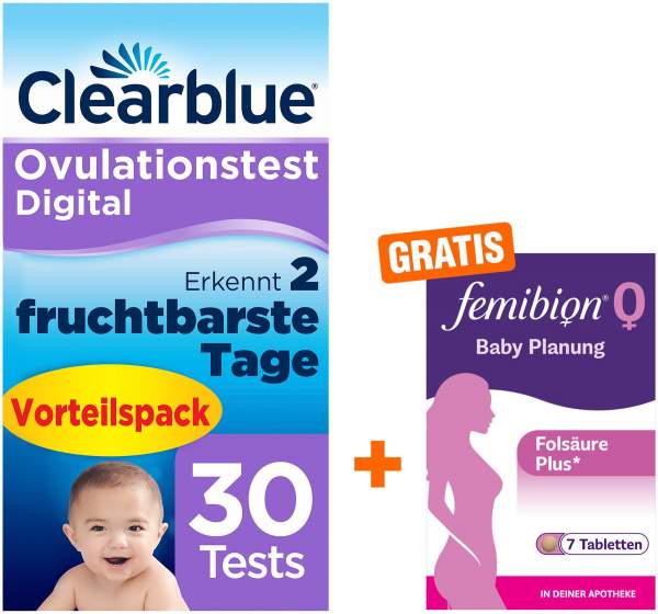 Clearblue Ovulationstest digital 30 Test + gratis Femibion 0 7 Tage Kombipackung