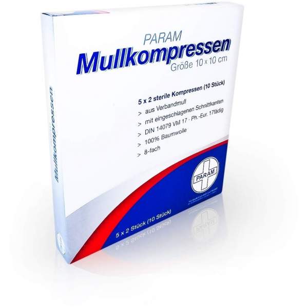 Mullkompressen 10 X 10 cm 8 - Fach Steril 5 X 2 Kompressen