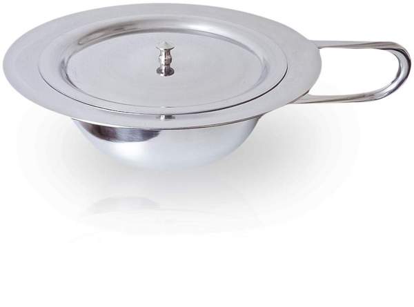 Stechbecken Edelstahl Mit Griff und Deckel 31cm