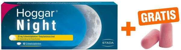 Hoggar Night 25 mg 10 Schmelztabletten + gratis Ohropax® Soft Ohrstöpsel 2 Stück