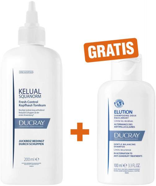 Ducray Kelual Squanorm Kopfhaut Tonikum 200 ml + gratis Elution ausgl. Shampoo 100 ml