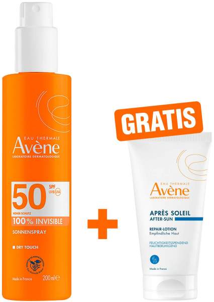 Avene Sonnenspray SPF 50 200 ml + gratis Avene Repair - Lotion nach der Sonne 50 ml