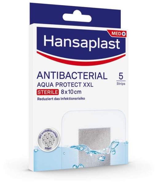 Hansaplast antibakteriell Aqua Protect XXL 8x10 cm 5 Pflaster