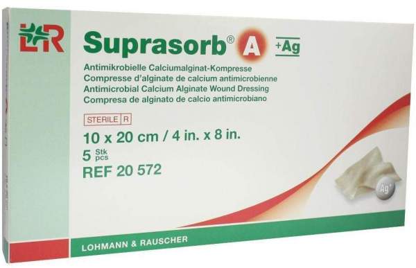 Suprasorb A+ag Antimikrobelle Calciumalginan-Kompresse 10x20cm