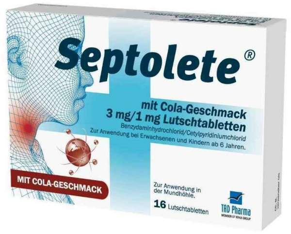 Septolete mit Cola Geschmack 3mg + 1mg 16 Lutschtabletten