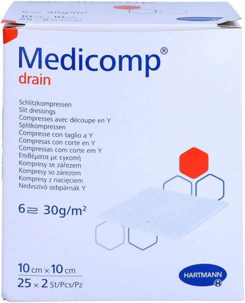 Medicomp drain Schlitzkomp. steril 25 x 2 Stück g