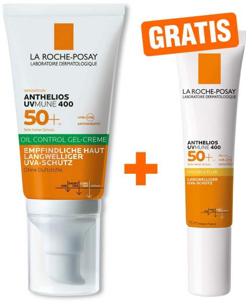 La Roche Posay Anthelios Oil Control Gel-Creme UV Mune 400 LSF50+ 50 ml + gratis Invisible Fluid 15 ml