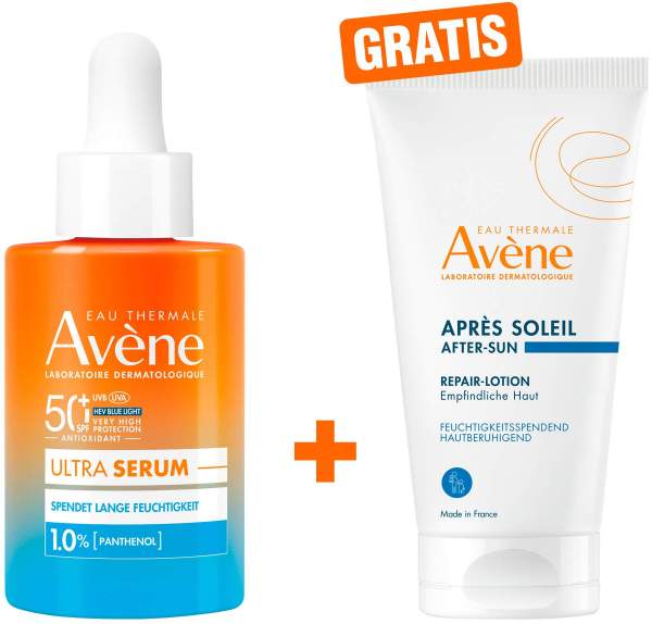 Avene Ultra Serum Feuchtigkeit SPF 50+ 30 ml + gratis Avene Repair-Lotion nach der Sonne 50 ml