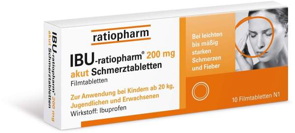 Ibu-Ratiopharm 200mg Akut Schmerztabletten 10 Filmtabletten