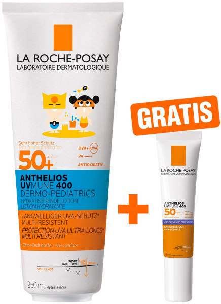 La Roche Posay Anthelios Dermo-Kids Hydratisierende Milch UVMune 400 LSF50 250 ml + gratis Anthelios Anti-Pigment 15 ml