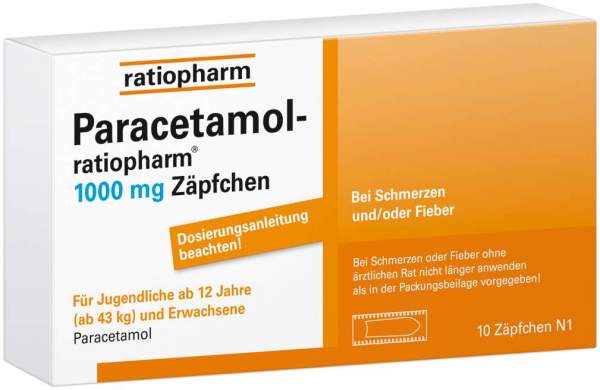 Paracetamol ratiopharm 1000 mg 10 Zäpfchen