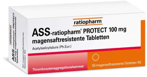 ASS-ratiopharm PROTECT 100 mg 50 magensaftresistente Tabletten