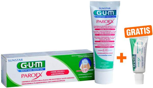 Gum Paroex CHX 0.12% Zahngel 75 ml + gratis Paroex CHX Zahnpasta 0,06% 12 ml