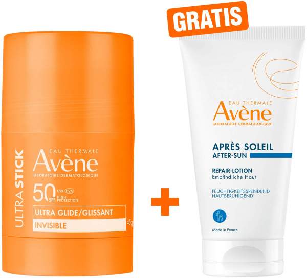 Avene Ultra Stick Invisible SPF 50 45 g + gratis Avene Repair-Lotion nach der Sonne 50 ml