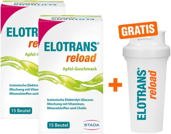 Elotrans reload Apfel 2 x 15 Beutel + gratis Elotrans reload Shaker 1 Stück