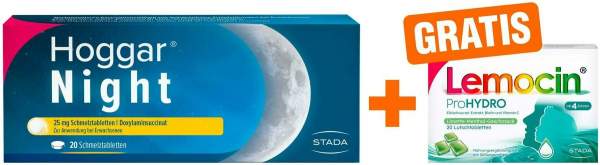 Hoggar Night 25 mg 20 Schmelztabletten + gratis Lemocin ProHydro 20 Lutschtabletten
