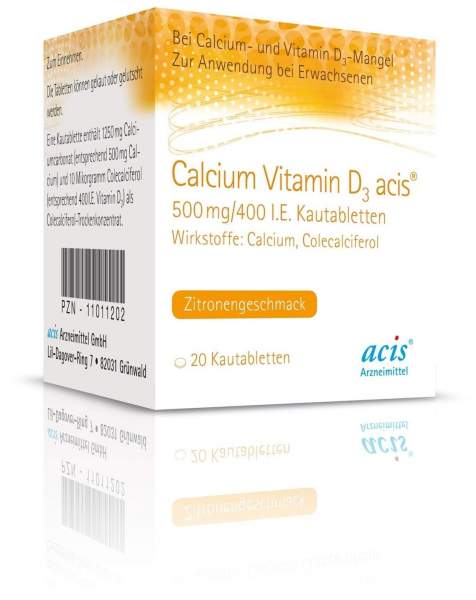 Calcium Vitamin D3 Acis 500 mg und 400 I.E. 120 Kautabletten