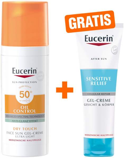 Eucerin Sun Oil Control 50+ Anti Glanz Effekt Gesicht 50 ml + gratis Sensitive After Sun 50 ml
