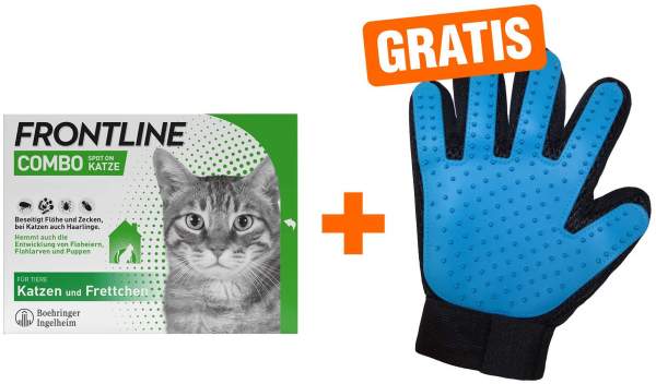 Frontline Combo Spot on Katze 6 Pipette + gratis Fellhandschuh