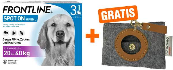 Frontline Spot On Hund L 20-40 kg 3 Pipetten + gratis Frontline Hundekotbeutelspender